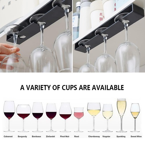 DESONAUT 2Pack Wine Glass Holder Under Cabinet 13 Inch 2 Pack, BLACK  - Picture 3 of 8