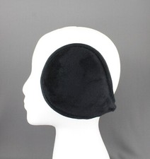 Black fleece ear muffs warmers behind head under hair fold up ear covers