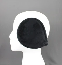 Black fleece ear muffs warmers behind head under hair fold up ear covers
