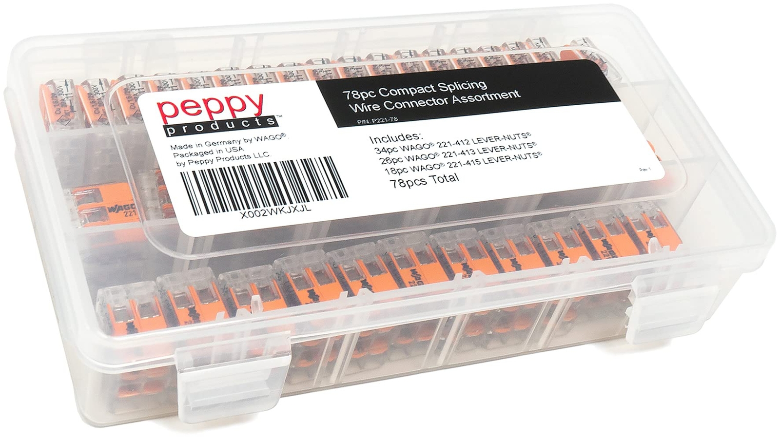 WAGO Lever-Nut Assortment – 10x 2-Port, 10x 3-Port, 5x 5-Port Connectors For 12-24 AWG Wire 9 thumbnail image