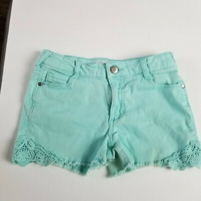 NWOT Epic Threads Girls Green Crochet Trim Frayed Shorts Size 12