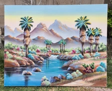 Oil Painting Desert Signed Teresa Large 40"x50" California Arizona