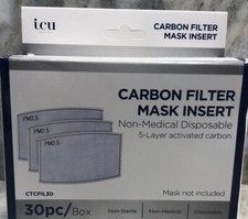 1ea 30-Pk, 5-Layer Activated Carbon Mask Filter Insert Reusable,PM 2.5 -SHIP24H