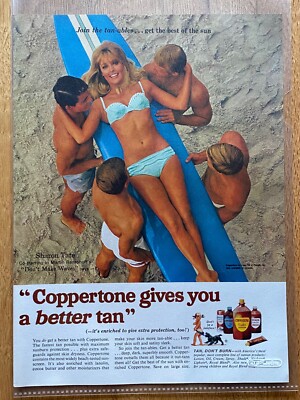 Coppertone suntan tan Sharon Tate Original 1967 Vintage Werbung Advert Reklame
