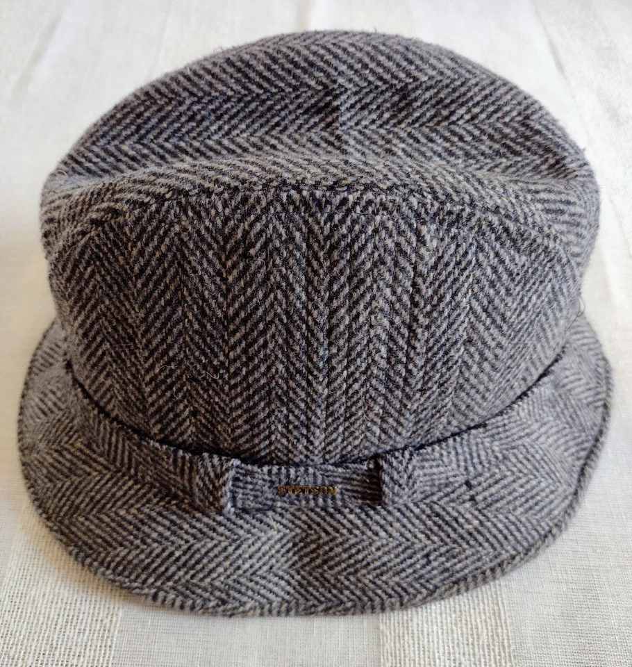 Vintage Stetson Equalizer Gray/Blue Wool Herringbone Derby/Fedora - Size: Large - Image 2 of 4