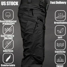 Men's Work Cargo Pants Tactical Combat Pants Outdoor Hiking Waterproof Trousers