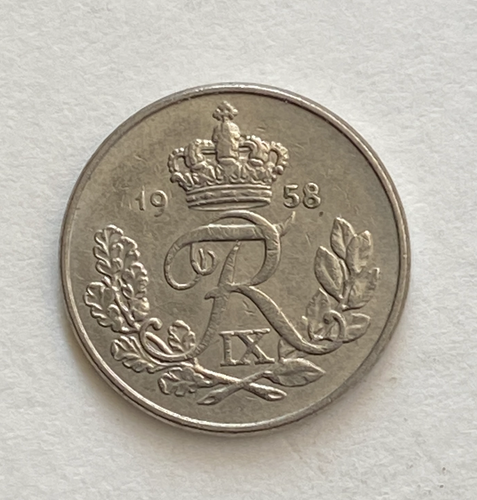 Moneda de 10 minerales de Dinamarca de 1958 - envío gratuito