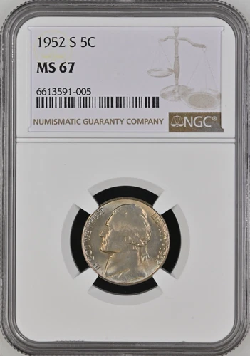 1952-S  5C  Jefferson Nickel NGC MS67  6613591-005