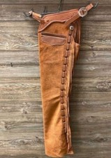Western Cowboy Chap Fringes Suede Leather Pant Riding Chaps