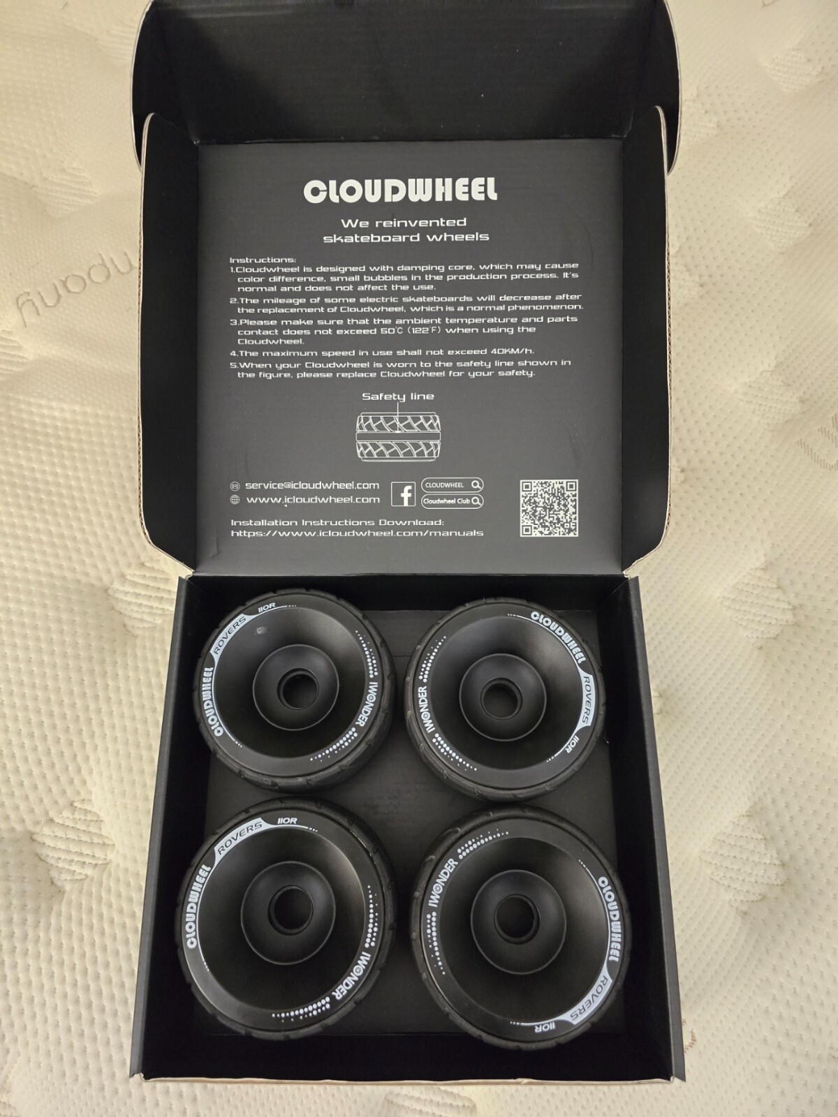 CLOUDWHEEL ROVERS 110R Urban All Terrain Electric Skateboard Wheels - Black
