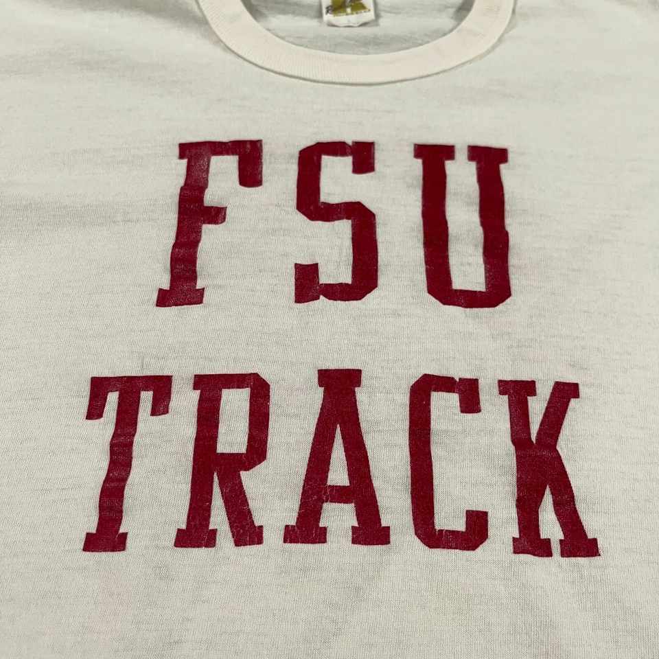 Camisa masculina vintage Florida State Seminoles grande branca Russell Athletic anos 70 EUA - Imagem 3 de 4