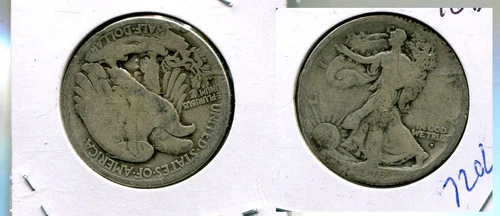 1916 D WALKING LIBERTY SILVER HALF DOLLAR GOOD 7202S