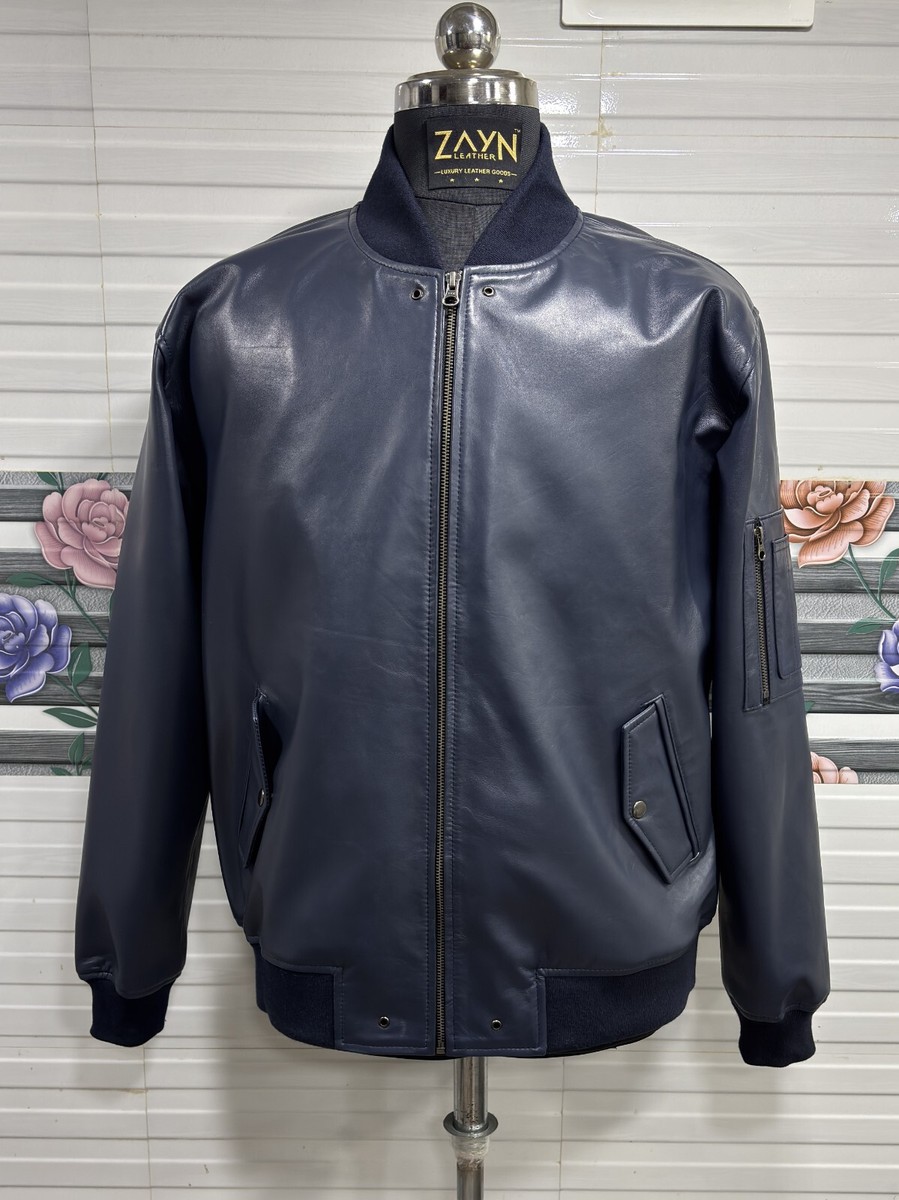Genuine Leather Mens Leather Flight Bomber Jacket 80s A2 Flight