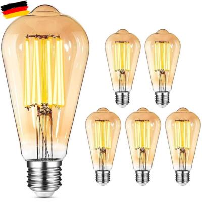 6x Vintage E27 ST64 Filament LED Glühbirne 4W Klar Industrielle Edison Lampen
