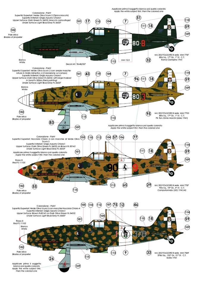 TAURO MODEL TM48/521 INSEGNE REGIA AERONAUTICA Ju-87, C.R.32, M.C.200/202 1:48 - Immagine 4 di 4