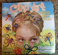 Clip Art make 6 hair clips 2000 beads Instructions butterfly bee daisy USA wire