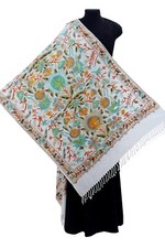 Kashmir Embroidered Floral 100 Pure Wool 28"X80" Traditional Ari Embroidery