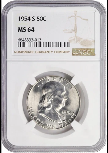 MS64 1954 S Franklin Half Dollar 50C NGC