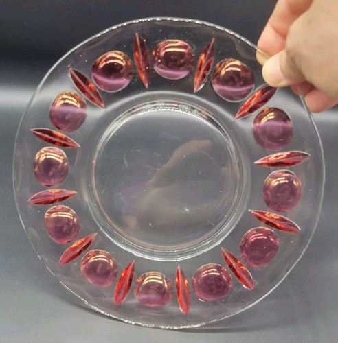 Set of 8 Indiana Ruby Red Flash Glass Colony Classique 8.5” Salad Plates - Picture 7 of 14