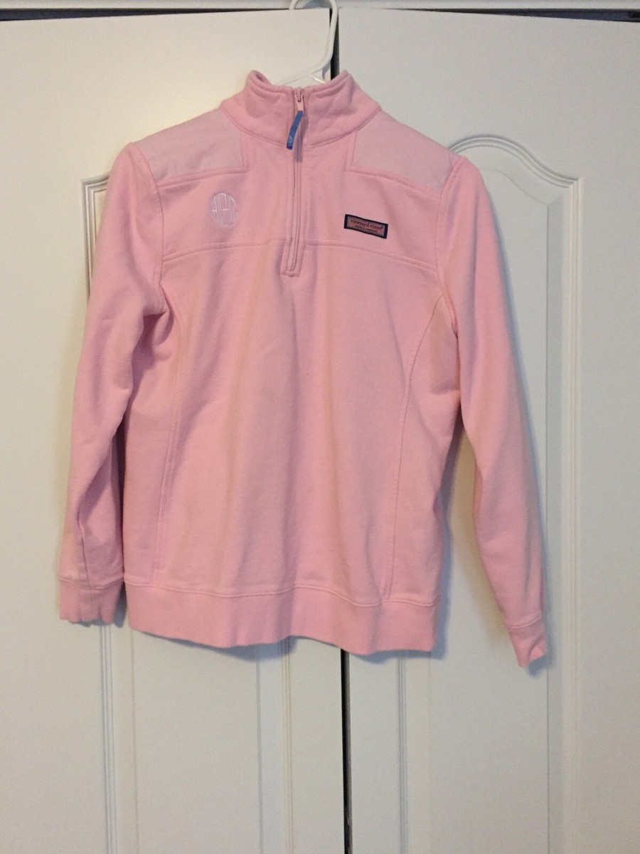 Vineyard Vines Women’s Pink Sherpa 1/4 ZIP Pullover With AEC Monogram  Small