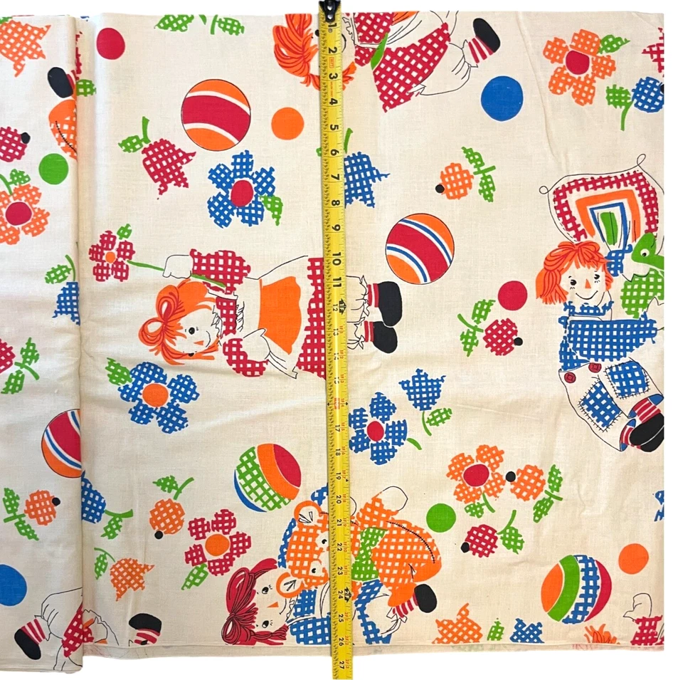 Tela Raggedy Ann por yarda guinga floral lona de algodón Andy Ragdoll de colección Foto 2 de 4