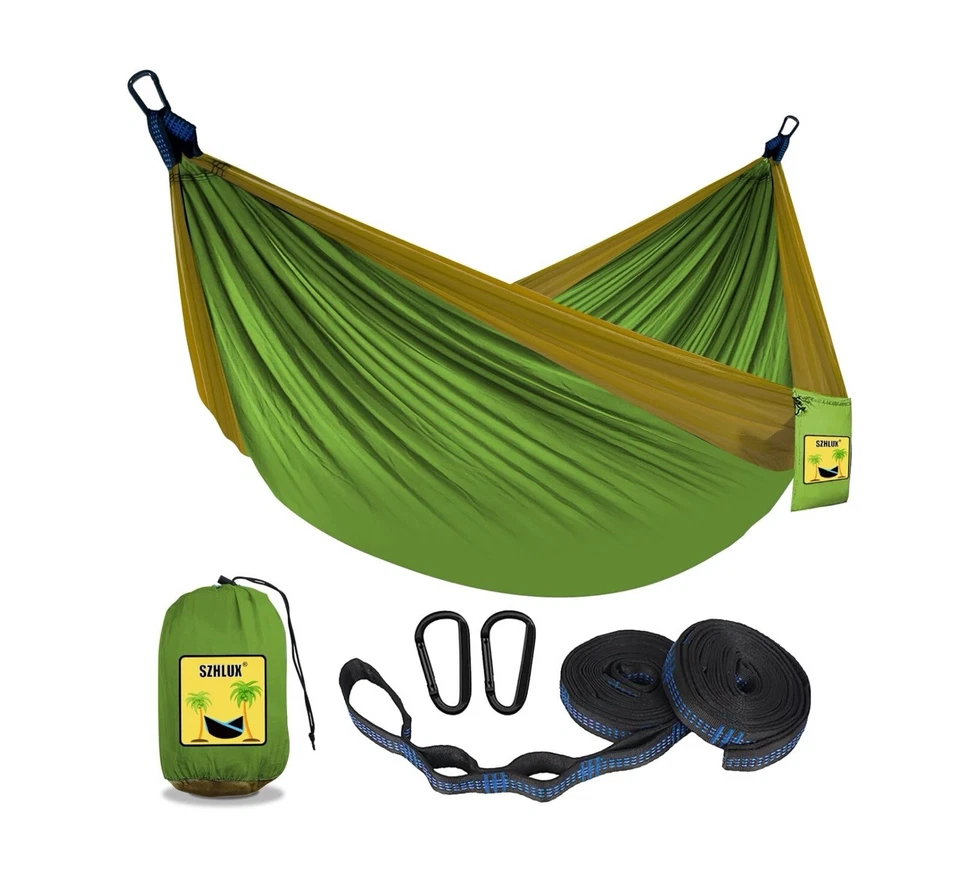 Hamacas incluidas: clips de mosquetón, lazos de cuerda y hamaca. Foto 4 de 4