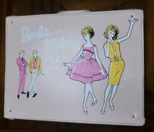 Barbie VINTAGE Barbie and Midge 1963 Pink Double Doll Case