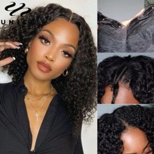 UNice Indian Bob Water Wave V Part Wigs Human Hair Lace Front Curly Wig Glueless