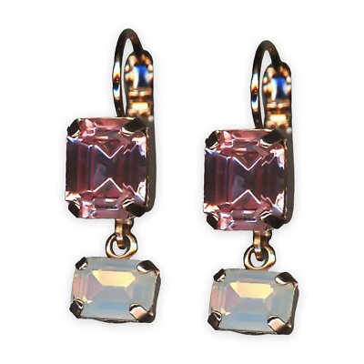 Earrings by Mariana Antigua Coll. Beautiful Lt Rose & White Opal Austrian Cry...