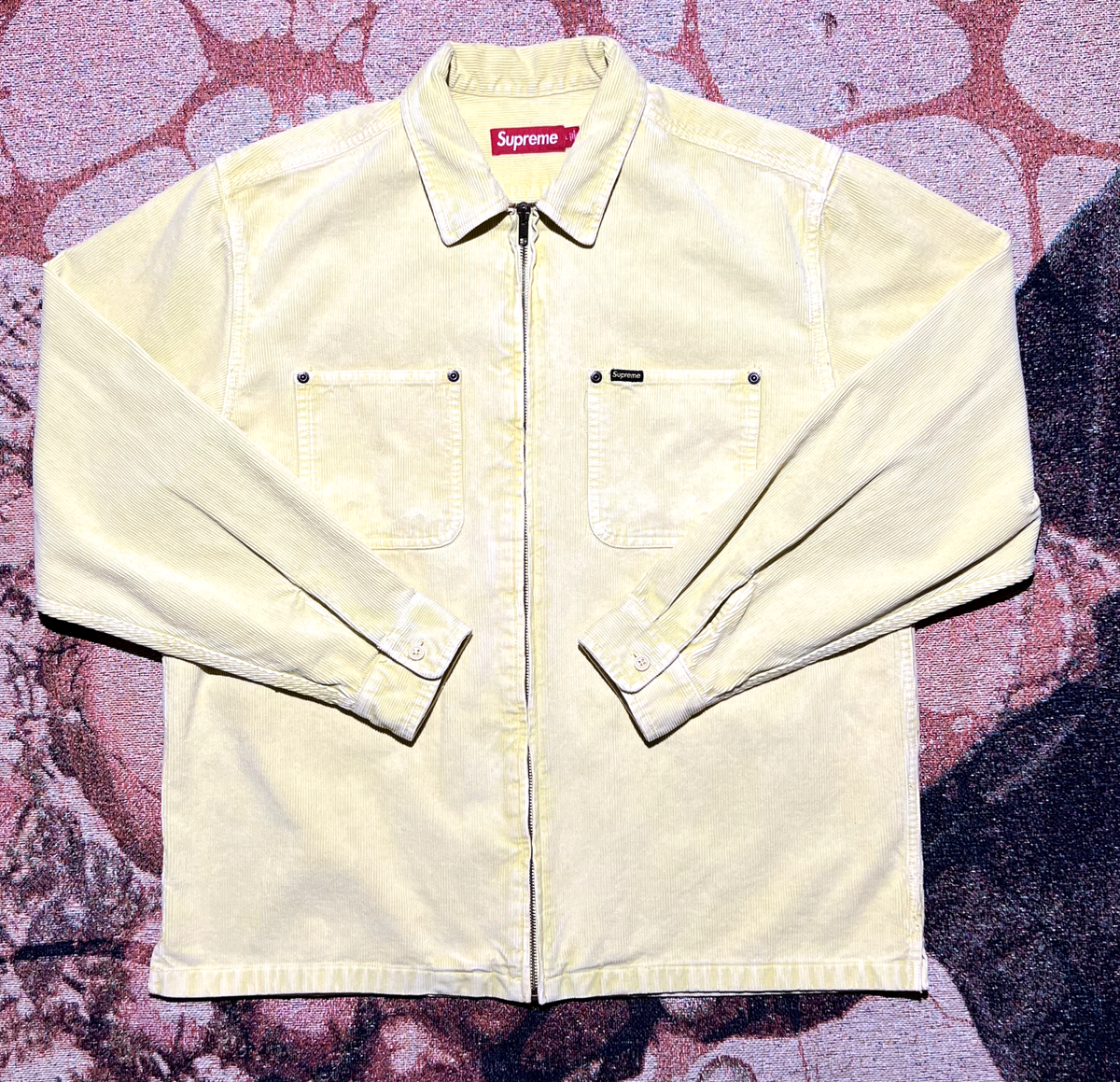 Supreme Washed Corduroy Zip Up Shirt SS24 Yellow Size Large | eBay