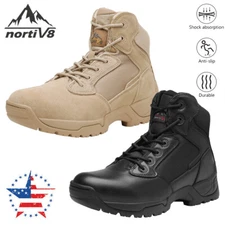 Men's Motorcycle Military Boots Combat Tactical Leather Ankle Hiking Work Boots