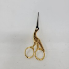 3.5" Stork Embroidery Sewing Scissors Cutter Gold Plated d1