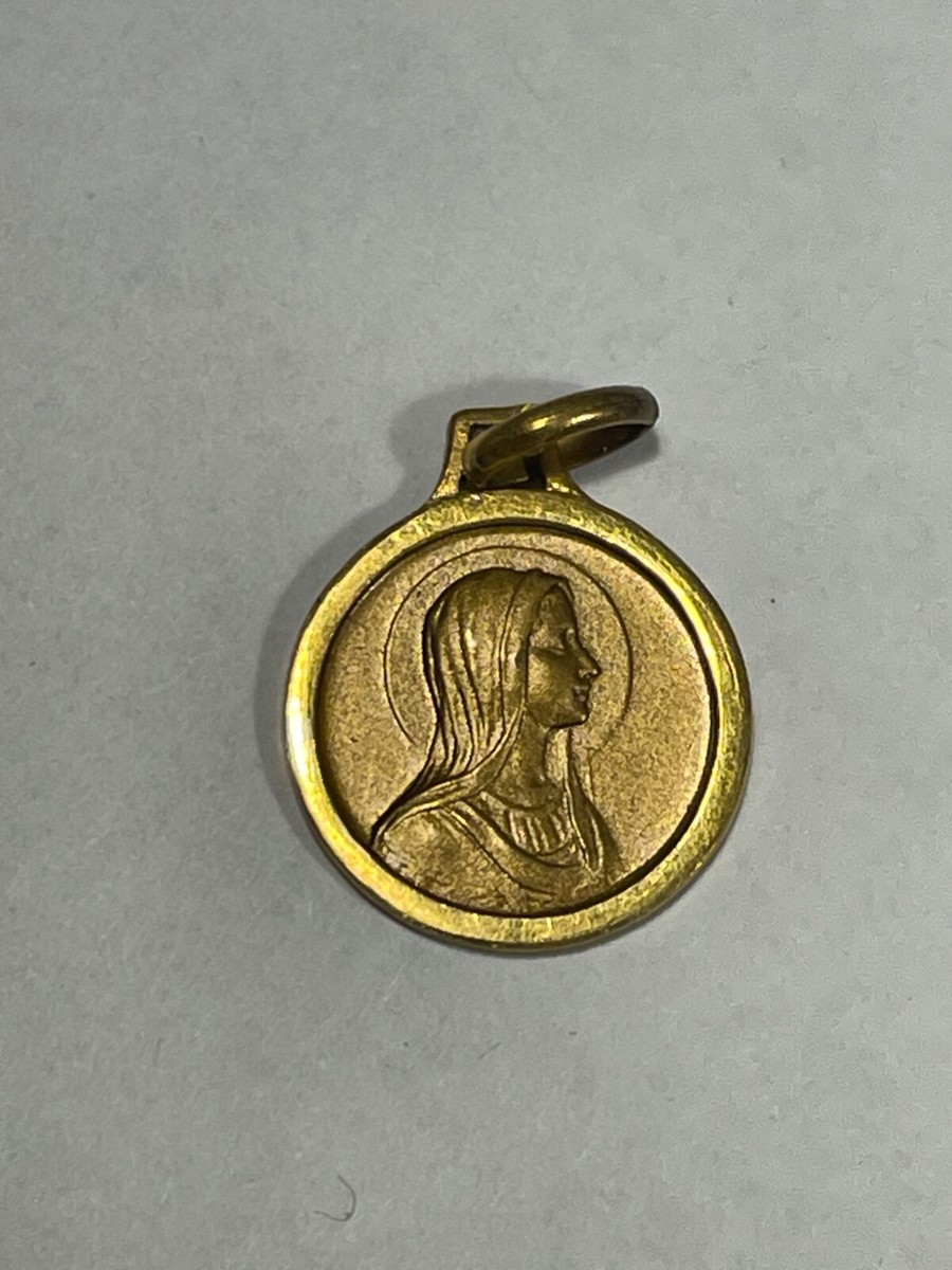 Pendentif Vierge Marie En Plaqué Or Jaune Vintage - Bijou Religieux Occasion