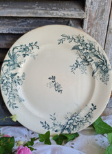 ANCIEN PLAT ROND TERRE DE FER DECOR DE FLEURS