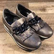 Soft Waves Cadie Women's Size 37.5 US 7  Metallic Leather Platform Loafers