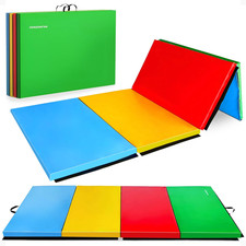 10X4 Feet 4-Panel Folding Gymnastics Mat   2-Inch Thick Pad with Vinyl Surface a