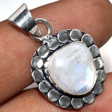 Pretty Rainbow Moonstone 925 Silver Plated Pendant 1.3