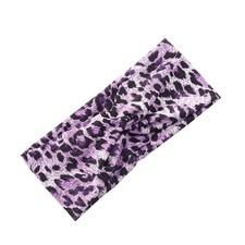 Purple Fashion Women Leopard Print Cross Elastic Headband Gym Hairband Hair