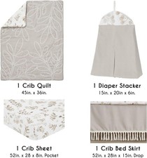 4-Piece Baby Crib Bedding Set Woodland Boho Leaf for Girls, Infants/Nursery