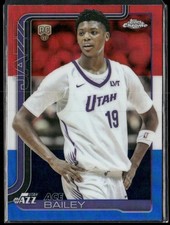 2025-26 Topps Chrome Ace Bailey Red White & Blue Refractor RC #255 Jazz