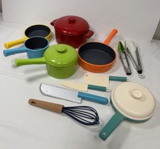 Multicolored Plastic Pretend Play Cookware Set with Pots, Pans Utensils