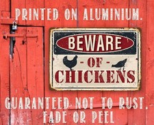 Chicken Coop Sign - Beware of Chickens - Funny Chicken Coop Sign - 8" x 12" o...