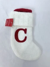 New Wondershop White Mini 8” Christmas Knit Stocking Initial Letter “C”