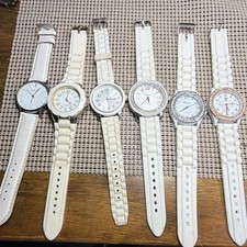 Mixed Brands Lot of 6 Women's Quartz Analog Watches White Silicone Straps
