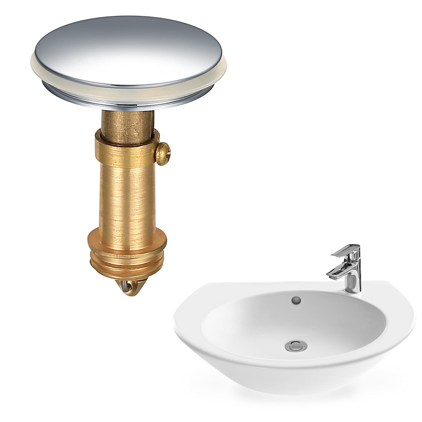 Pop Up Sink Plugs, Bathroom Push Drain as shown in the picture, Chrome