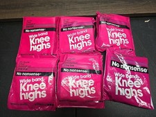 Vintage No Nonsense Nylon Knee Highs 2 Pair Per Pack One Size Tan Off Black Nude