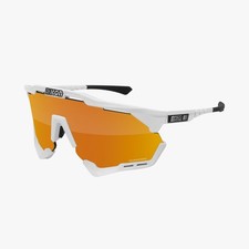 SCICON AEROSHADE XL CYCLING SUNGLASSES -WHITE GLOSS-MULTIMIRROR BRONZE LENS