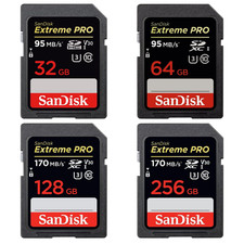 SanDisk 32GB 64GB 128GB 256GB Extreme PRO SDXC UHS-I V30 4K U3 Class 10 SD Card