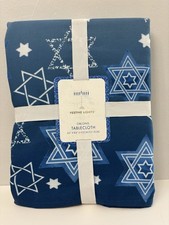 Festive Lights holiday Tablecloth Oblong Blue and white 60 X 84 Brand New
