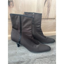 Prada Women's Nylon Pointed Toe Kitten Heel Ankle Boots Size 38.5